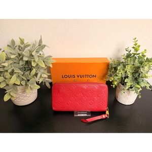 Louis Vuitton Zippy Wallet Monogram Empreinte Leather Red Authentic